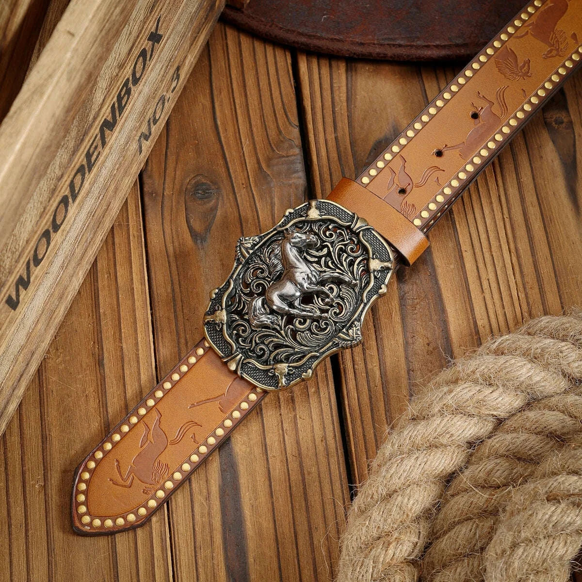 KIMLUD, A unisex Western-style PU belt with buckles, Bohemian style, casual and retro, suitable for daily wear when going out, KIMLUD Womens Clothes