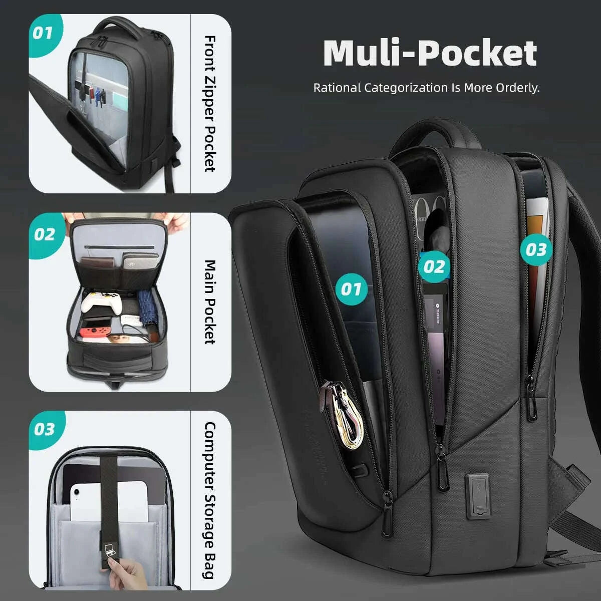 KIMLUD, HK Men's Designer Laptop Bag Waterproof School Bags for College Boys Male Business Sports Travel Backpack Men With USB Charging, KIMLUD Womens Clothes