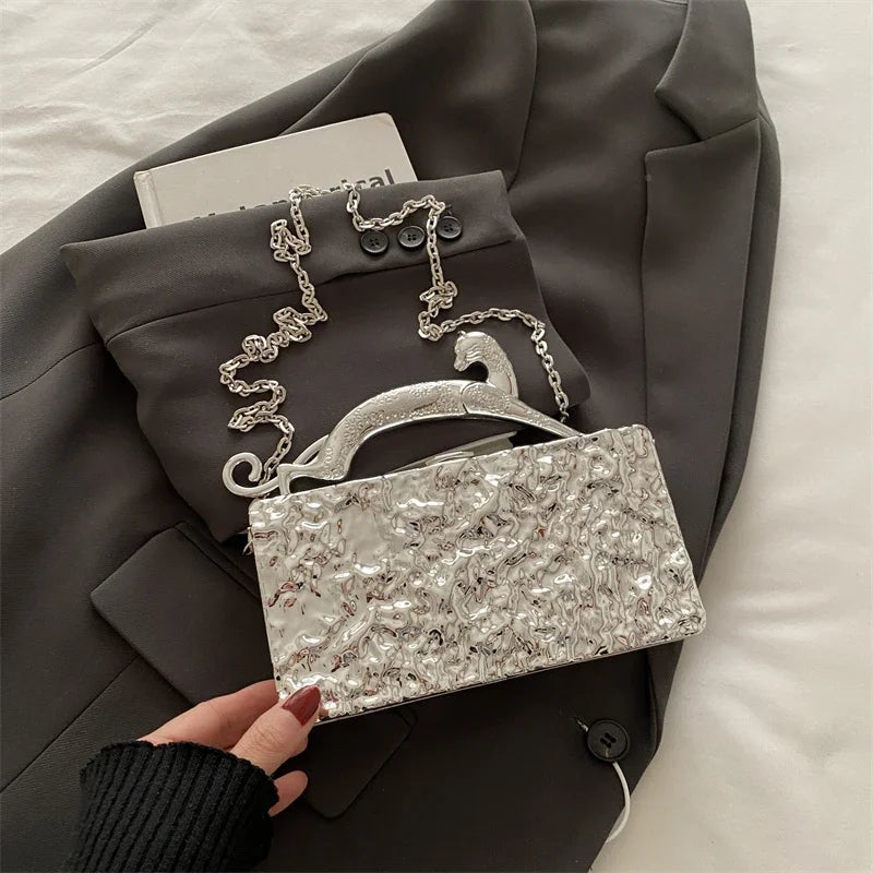 Luxury Acrylic Chain Mini Clutch — Gold Silver | KIMLUD