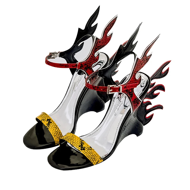 Patent Leather Gladiator Platform Wedge Sandals — Orange | KIMLUD
