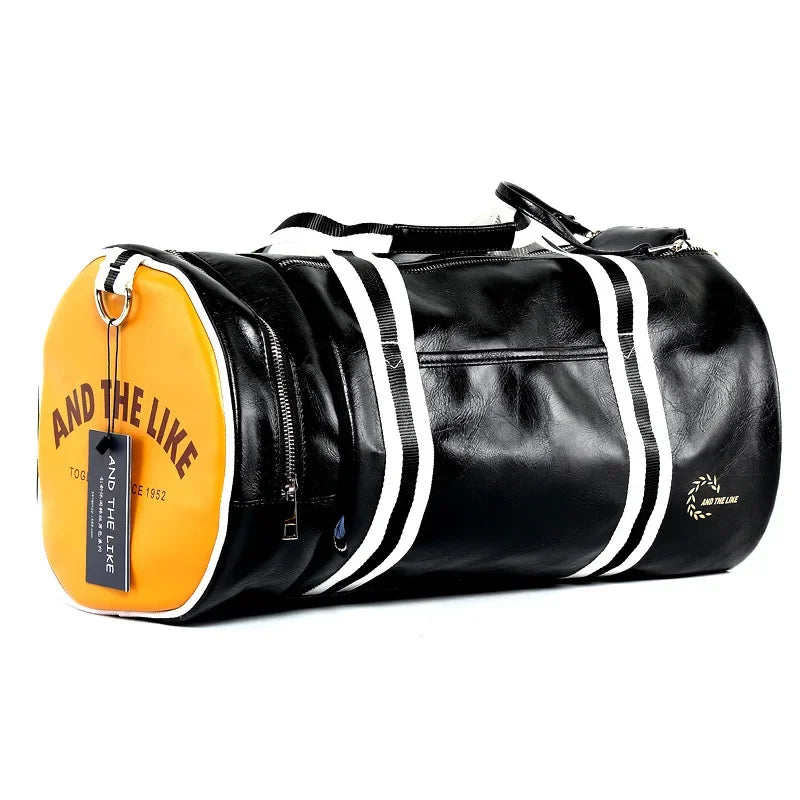 Gym Bag Men and Women Shoulder Bag Messenger Portable Training Basketball Bag Cylinder Travel Bags Sports Leather Handbag Tennis