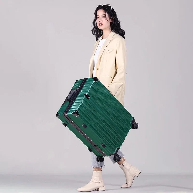 Aluminum Frame Suitcase 20 inch Boarding Cabin Rolling Luggage Trolley Case Password Suitcases on Wheels Men and Women Students