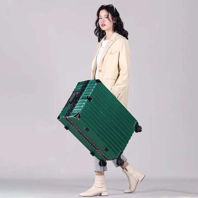 KIMLUD, Aluminum Frame Suitcase 20 inch Boarding Cabin Rolling Luggage Trolley Case Password Suitcases on Wheels Men and Women Students, KIMLUD Womens Clothes