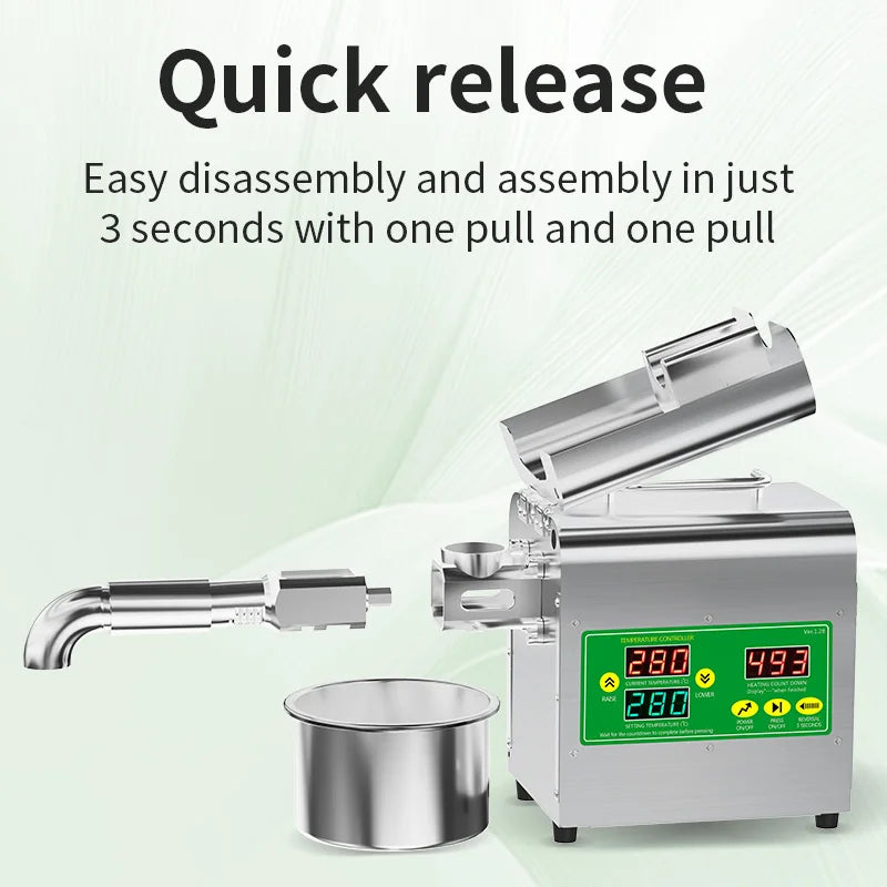Stainless Steel Oil Press Machine 600W Intelligent Cold And Hot Press — Silver | KIMLUD