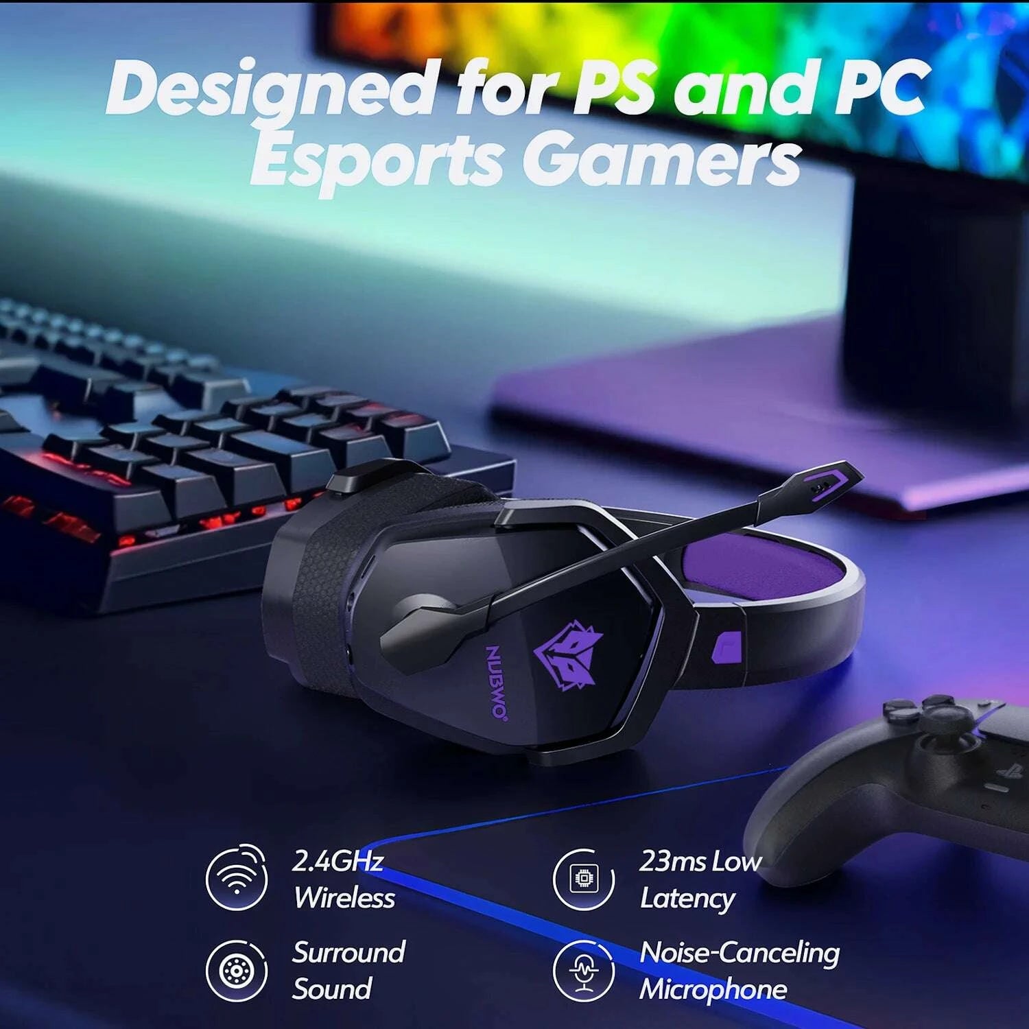 KIMLUD, NUBWO G06 Dual Wireless Headsets Gamer with Microphone for PS5, PS4, PC, Mobile, Switch, 2.4GHz Bluetooth 5.3 Gaming Headphones, KIMLUD Womens Clothes