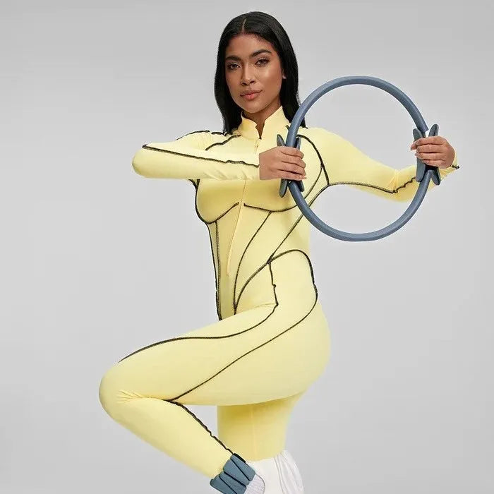 Jumpsuit – Zip Front Long Sleeve – Open Back Slim Fit | KIMLUD