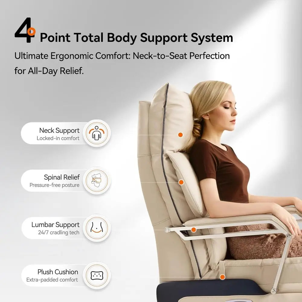 Bamboo Dual-Motor Executive Office Chair — Beige | KIMLUD