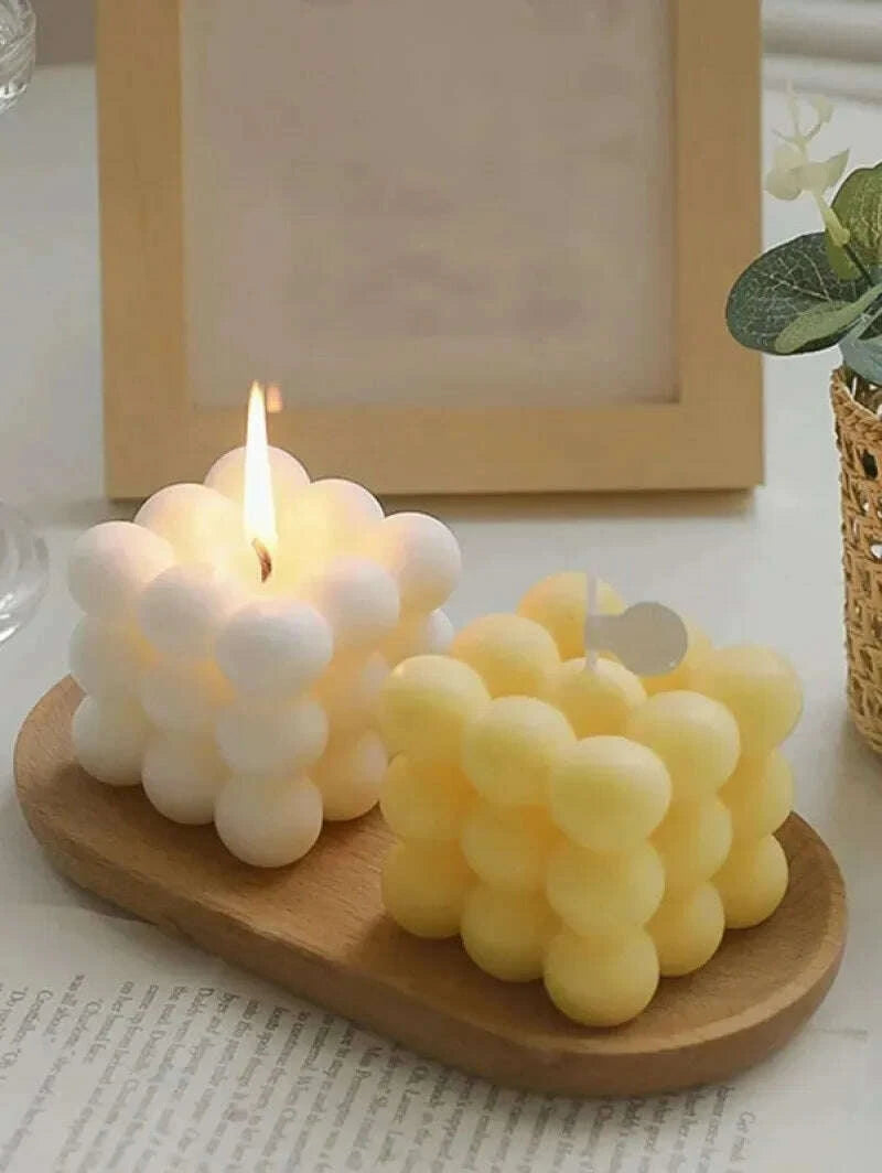 KIMLUD, 1pc Creative Ball-Shaped Soy Wax Magic Cube Aromatherapy Candle, High-End Wedding Favor Gift, Handmade Decorative Object, KIMLUD Womens Clothes