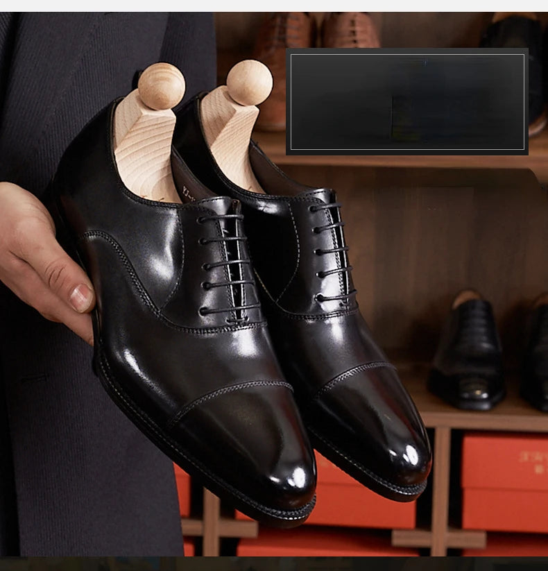 Italian Elegant Mens Wedding Oxfords Shoes Luxury Genuine Leather Handmade Quality Comfortable Autumn Retro Dress Social Shoes