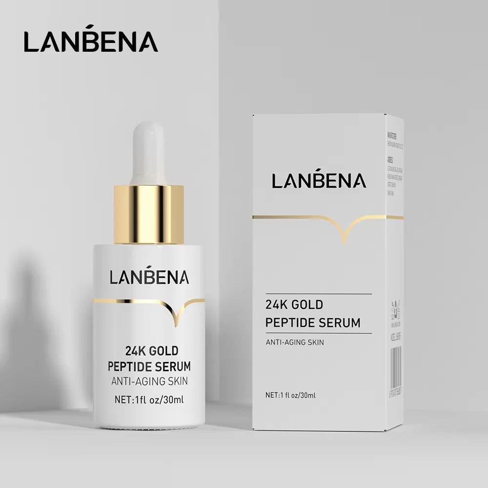 24K Gold Infused Serum Six Peptides Firming Wrinkle Repair — Clear | KIMLUD