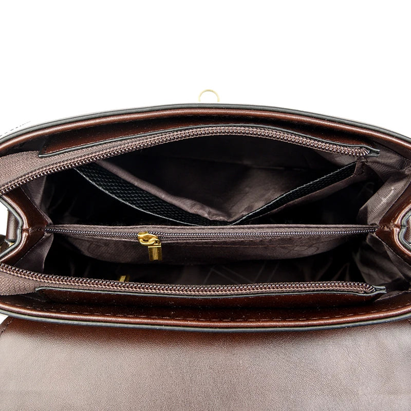 Leather Structured Shoulder Crossbody Bag — Black | KIMLUD