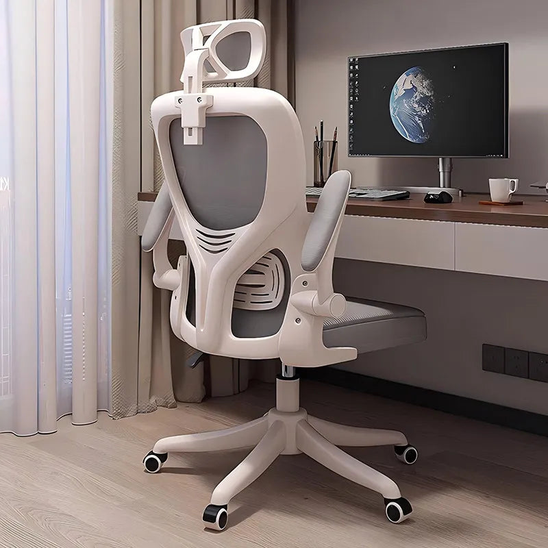 Ergonomic Office Chair Adjustable Lumbar Support Mesh High Back Swivel Computer Gaming Chair Reclining Armrest White Black