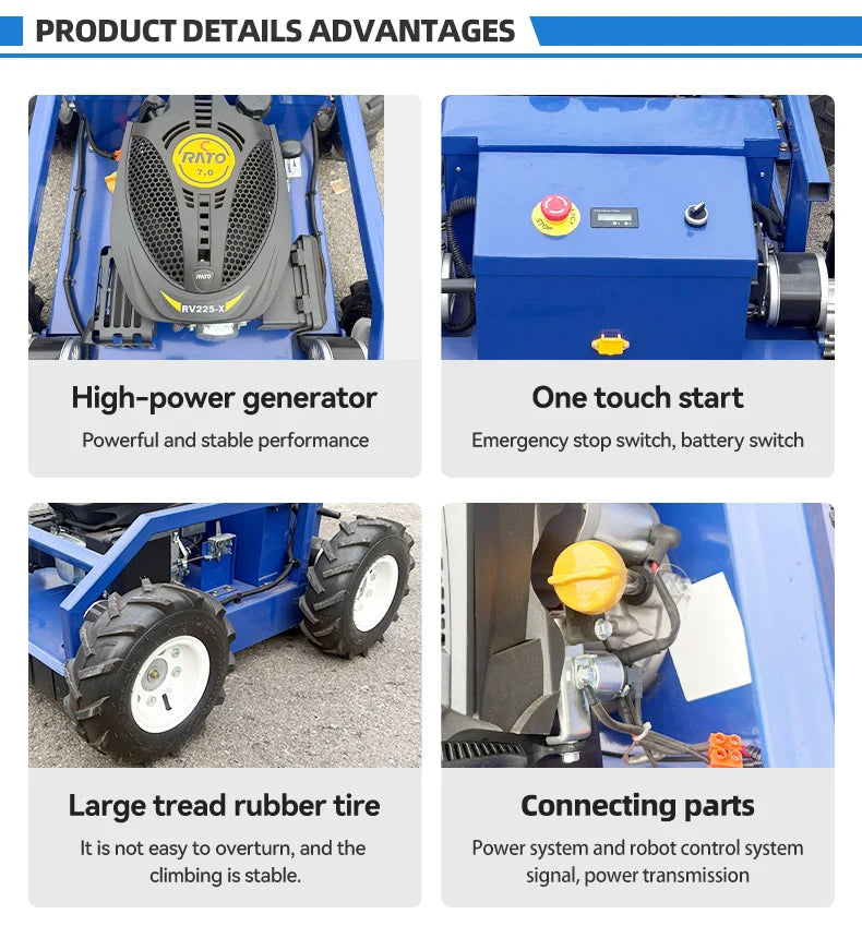 Powder-Coated Steel Robot Lawn Mower Remote-Controlled — Blue | KIMLUD