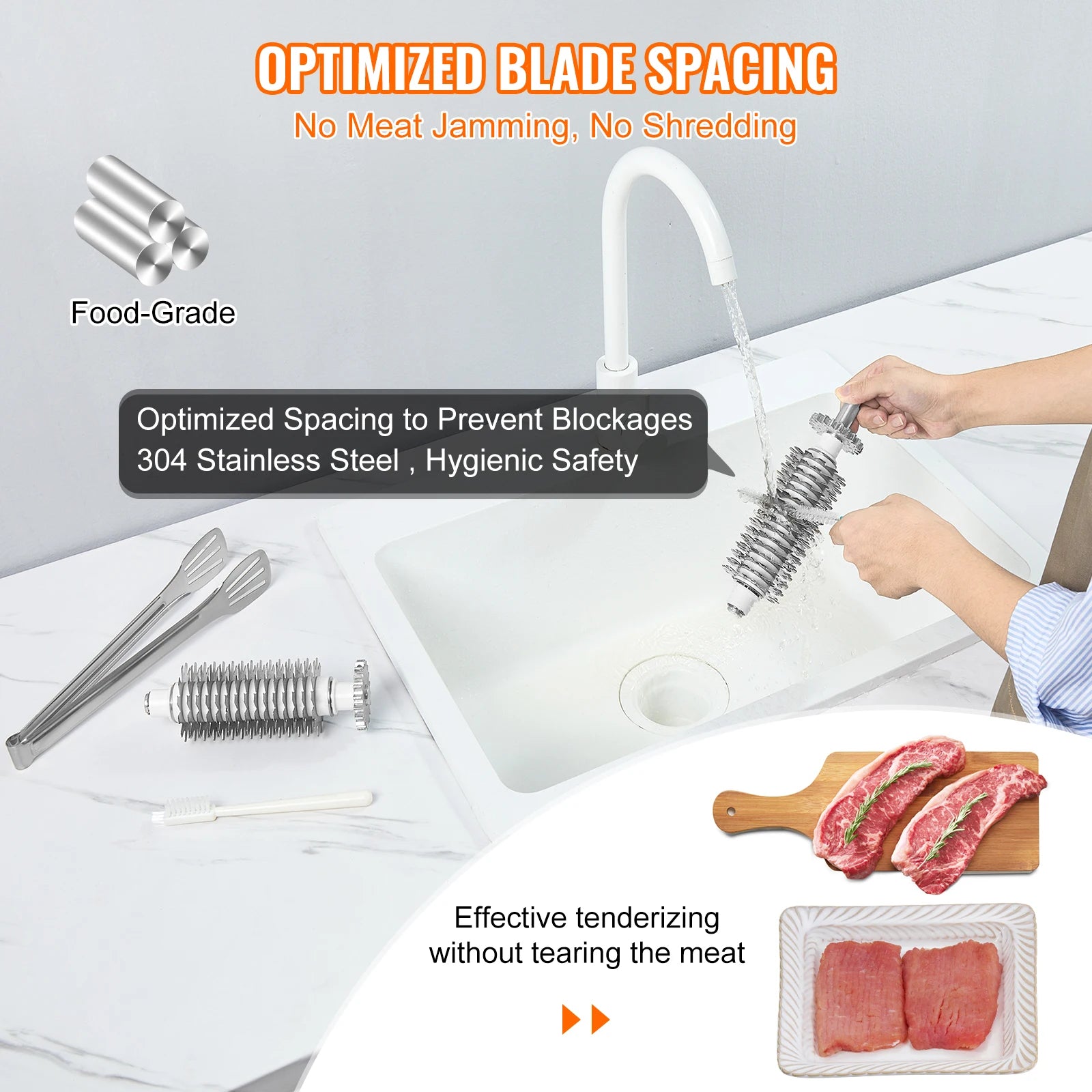 SucceBuy 17inch 54 Blades Commercial Meat Tenderizer 450W Electric Meat Tenderizer Machine for Pork Chicken Fish