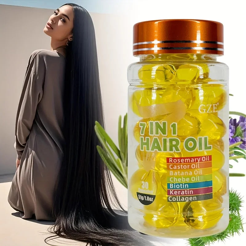Natural Oil Blend Hair Oil 7-In-1 With Rosemary Castor Oil — Amber | KIMLUD