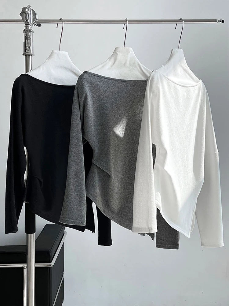 Sweatshirt – Irregular Pleated – Jersey – Black | KIMLUD
