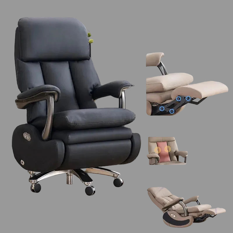 Leather Executive Swivel Chair Massage — Beige | KIMLUD