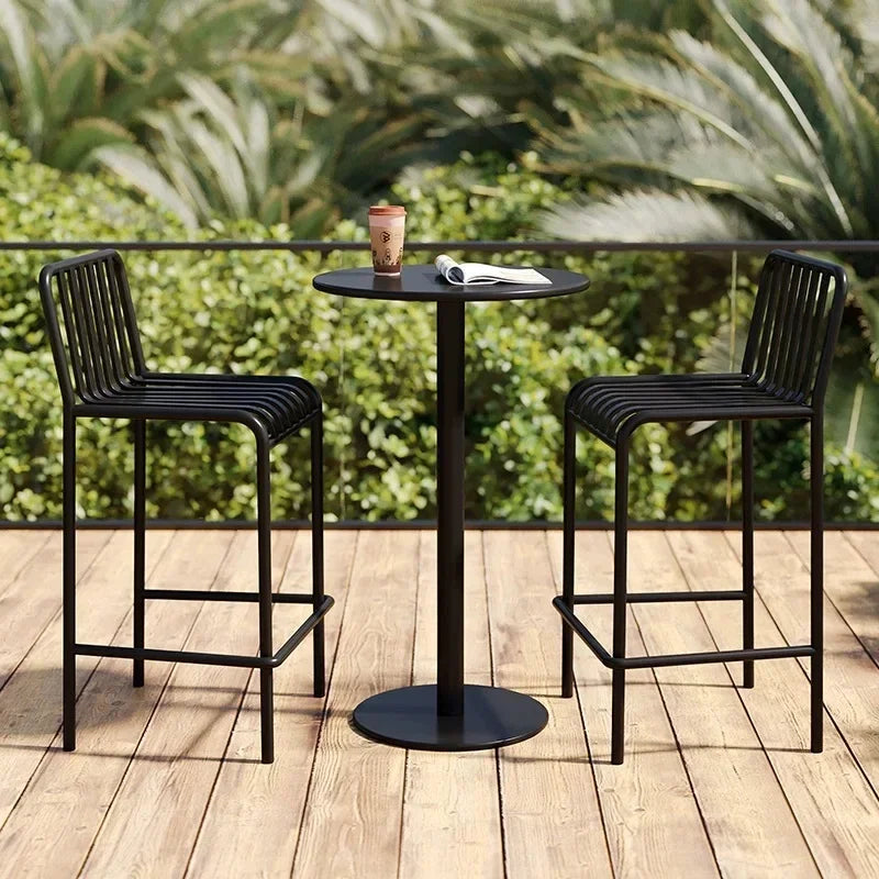 Iron Modern Bar Stools Outdoor Lounge Cushioned Seat and Backrest Bracket-Frame — Emerald | KIMLUD