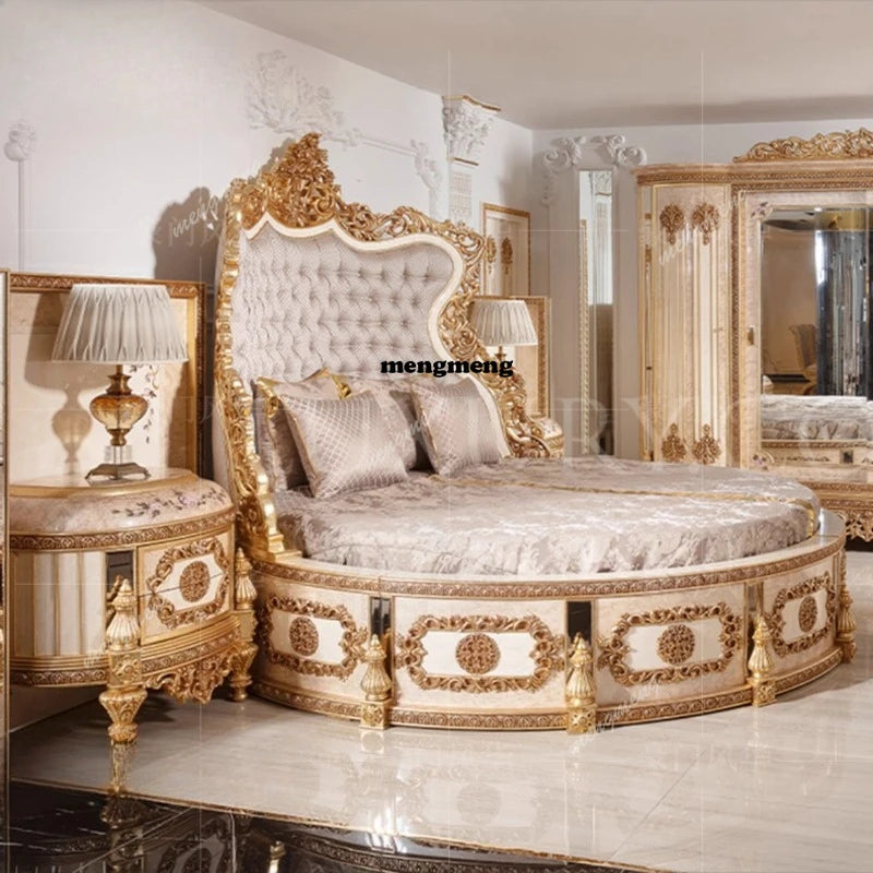 European Luxury Bed Solid Wood Princess Unique Romantic Adult Quality Designer Bed Modern Sleeping Wedding Beliche Furniture