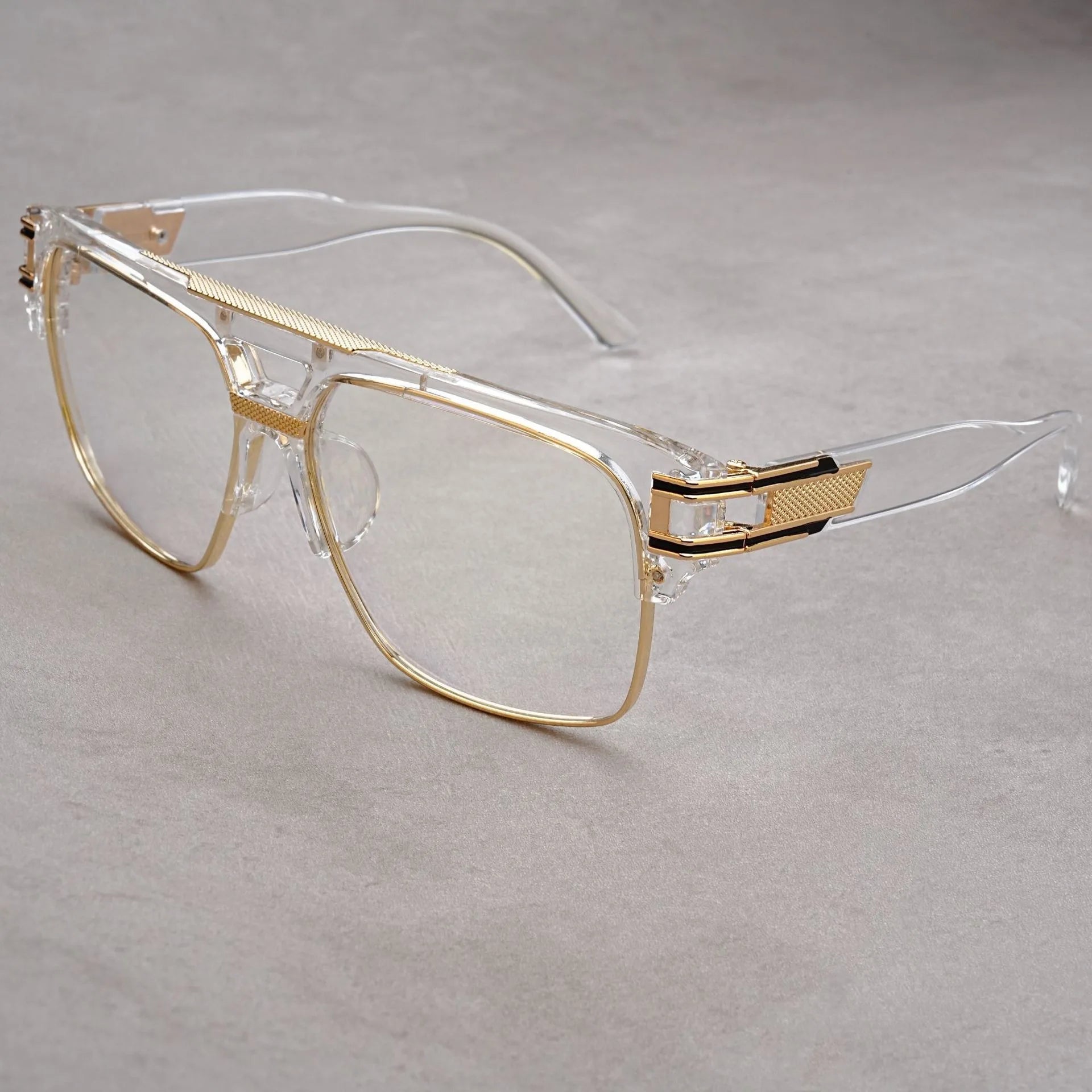 European And American Fashion Sunglasses Transparent Frame Glasses Cross Border Men And Women Retro Square Frame Sunshade Mirror