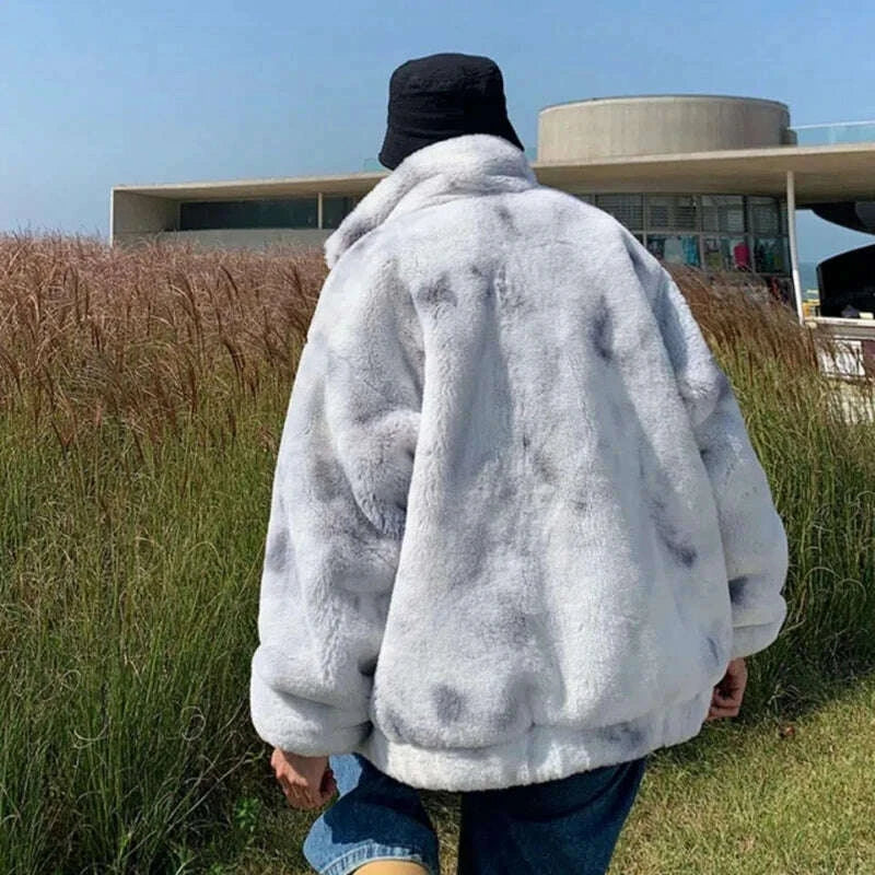 KIMLUD, Autumn Winter New Fashion Long Sleeve Stand Collar Solid Lamb Wool Trench Men's Clothing Korean Zipper Warm All-match Trend Top, KIMLUD Womens Clothes