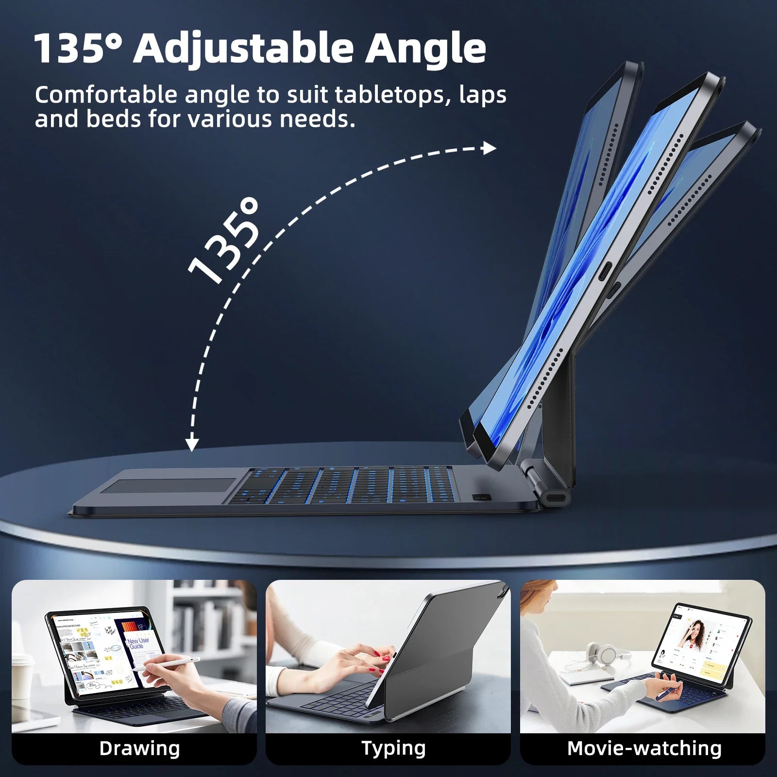 GOOJODOQ Ultra Thin Magic Keyboard for iPad Pro 11 Air 11 M3/M2 Pro 12.9 Pro 13 Pad A16 Glass Trackpad Aluminum Alloy Keyboard