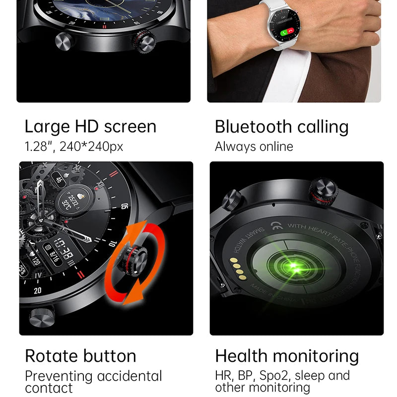 GPS ECG+PPG Bluetooth Call Smart Watch Men 2025 Sports Bracelet NFC Waterproof Custom Watch Face Men SmartWatch For IOS Android