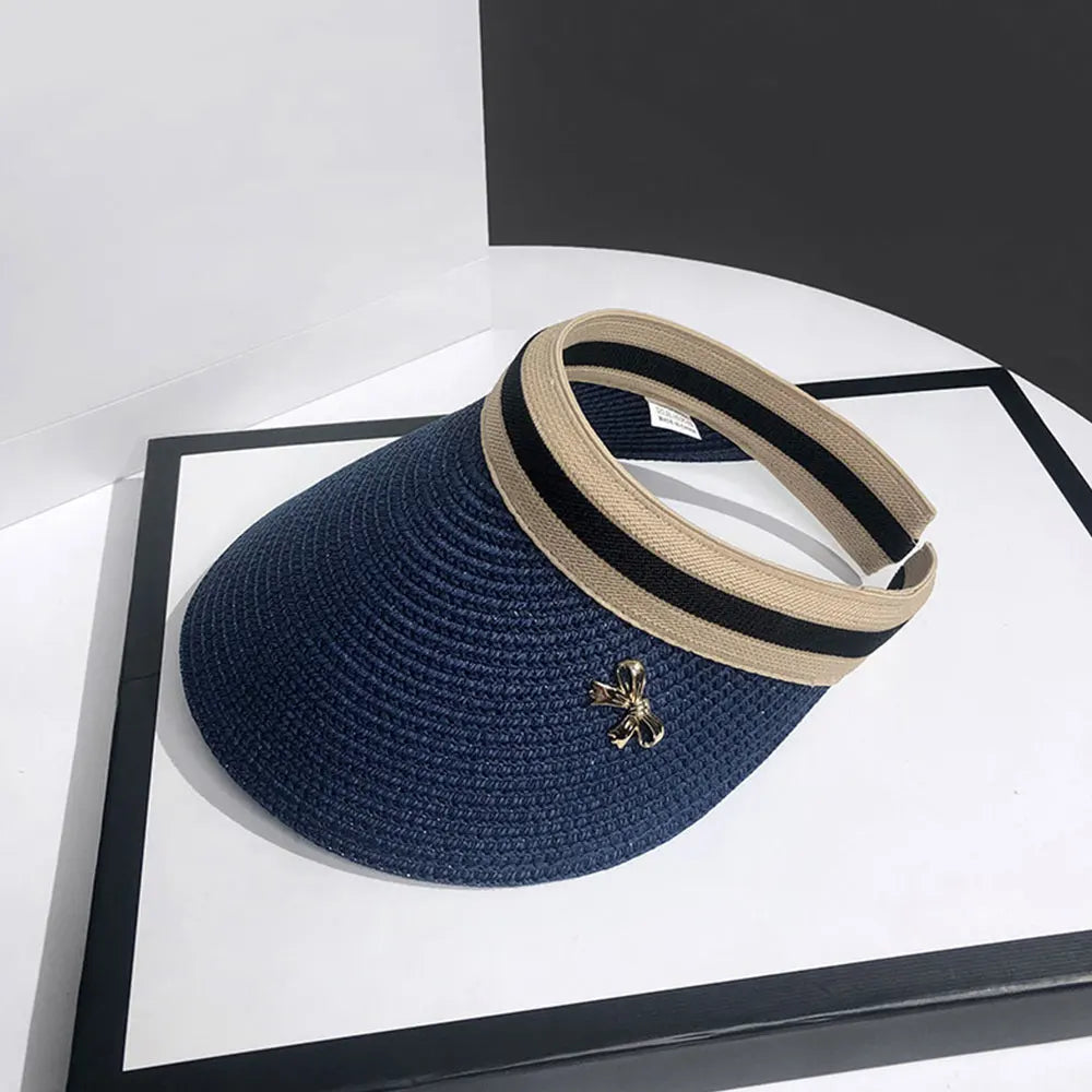 Sun Caps Straw Braid Big Brim Sunscreen Visor Hat Baseball Cap Summer Breathable Bow Tie Decor Outdoor