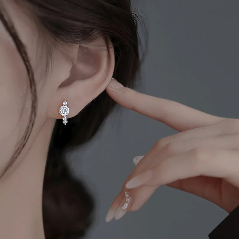 925 Sterling Silver Shiny Zircon Earrings Exquisite And Fashionable Temperament Earrings Wedding Luxury Jewelry Bridesmaid Gift