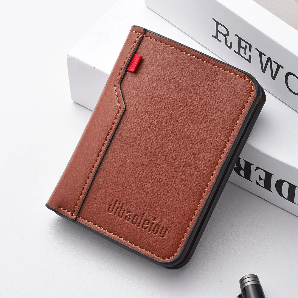 Ultra-thin Mini Soft PU Leather Card Wallet Vertical Slim Holder — Black | KIMLUD