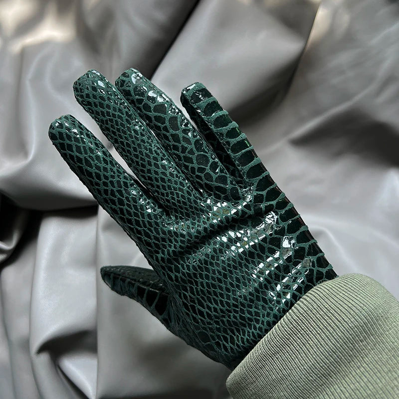Leather Gloves Genuine Lambskin Short Black | KIMLUD