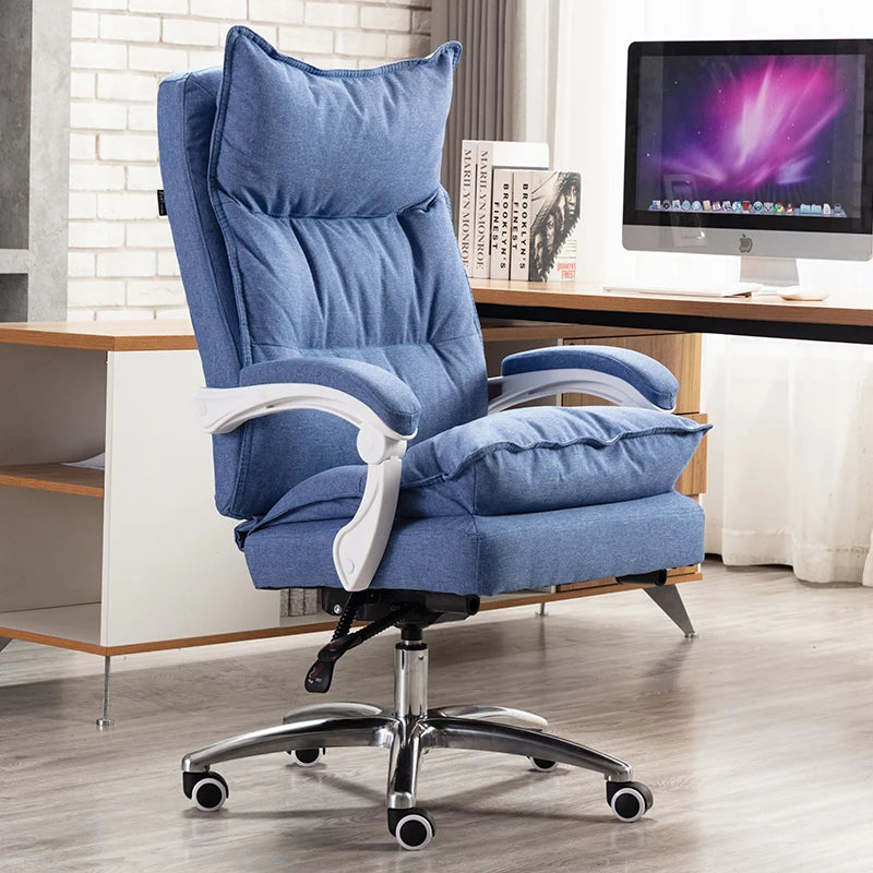 Linen Upholstered Executive Chair With 360 Degree Swivel And Lockable Wheels — Black | KIMLUD