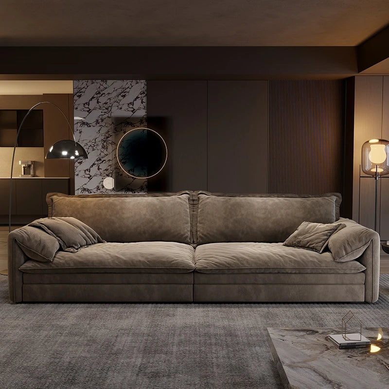 Italian Minimalist Living Room Sofa L-Shaped High Quality Upholstery — Ivory | KIMLUD
