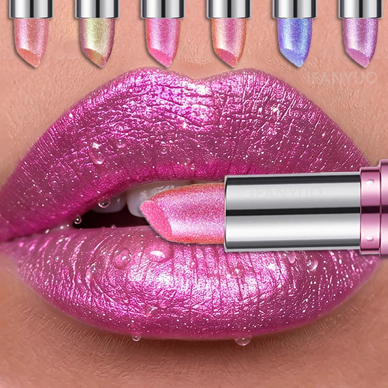 14 Colors Metallic Sparkle Lipstick Polarizing Glitter Shiny Lip Gloss Waterproof Long Lasting Gold Pearl Shine Sexy Lips Makeup