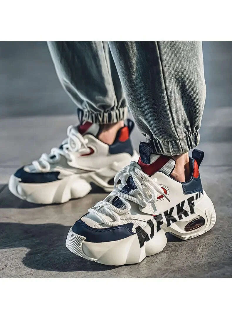 KIMLUD, Ins Color-blocking Trendy Men's Shoes 2025 Yellow Dad Shoes Chunky Sneakers Man Thick-soled Height-enhancing Casual Sports Shoes, KIMLUD Womens Clothes