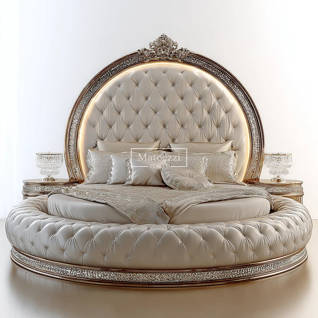 Crystal Tufted Velvet Headboard Oversized Mirror Baroque Royal Gilded — Ivory | KIMLUD