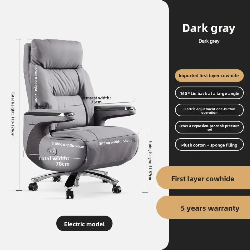 Genuine Leather Executive Office Chair Massage — Cream | KIMLUD