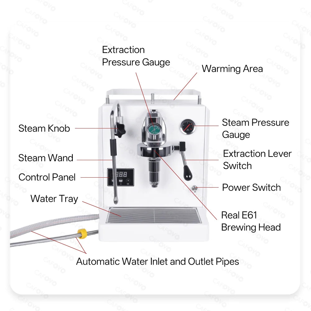 Semi-Automatic Espresso Machine E61 Group Head — White | KIMLUD