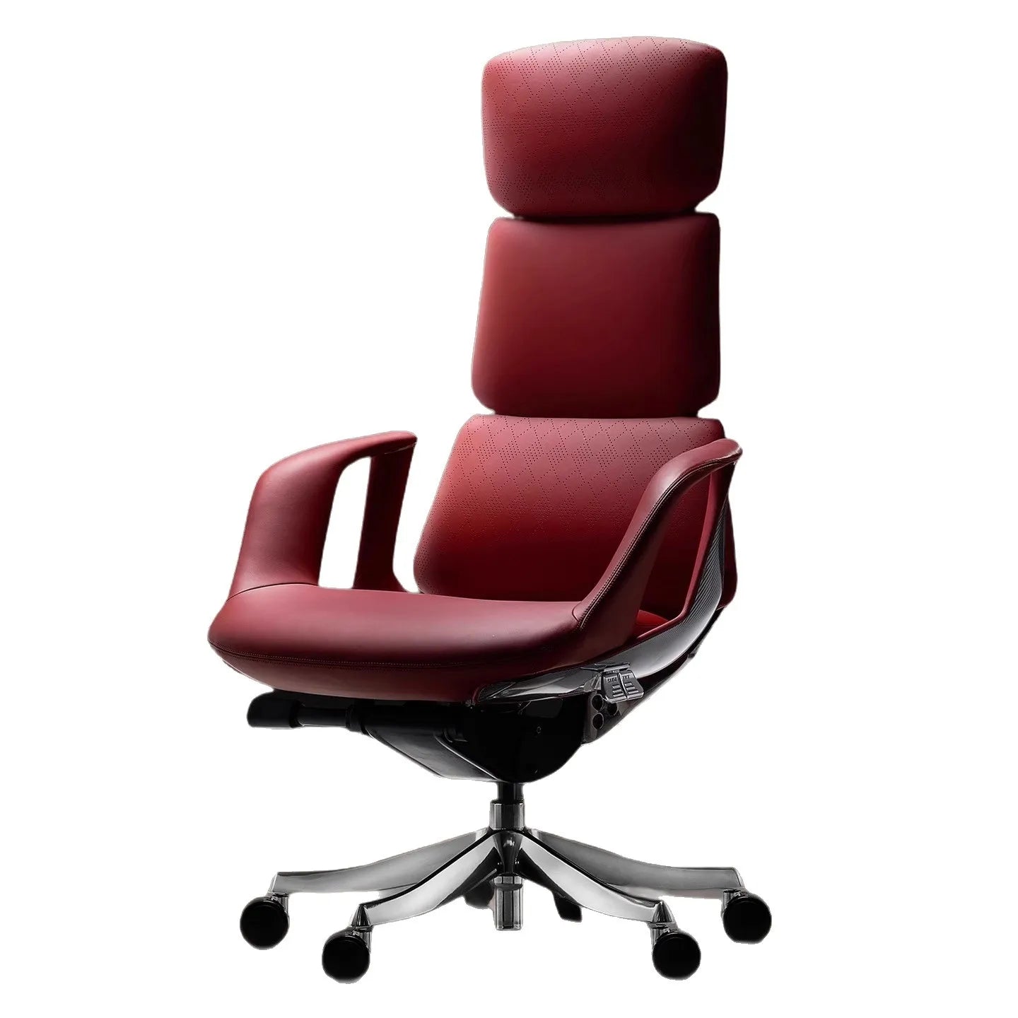 Genuine Leather Solid Office Chair — Burgundy | KIMLUD