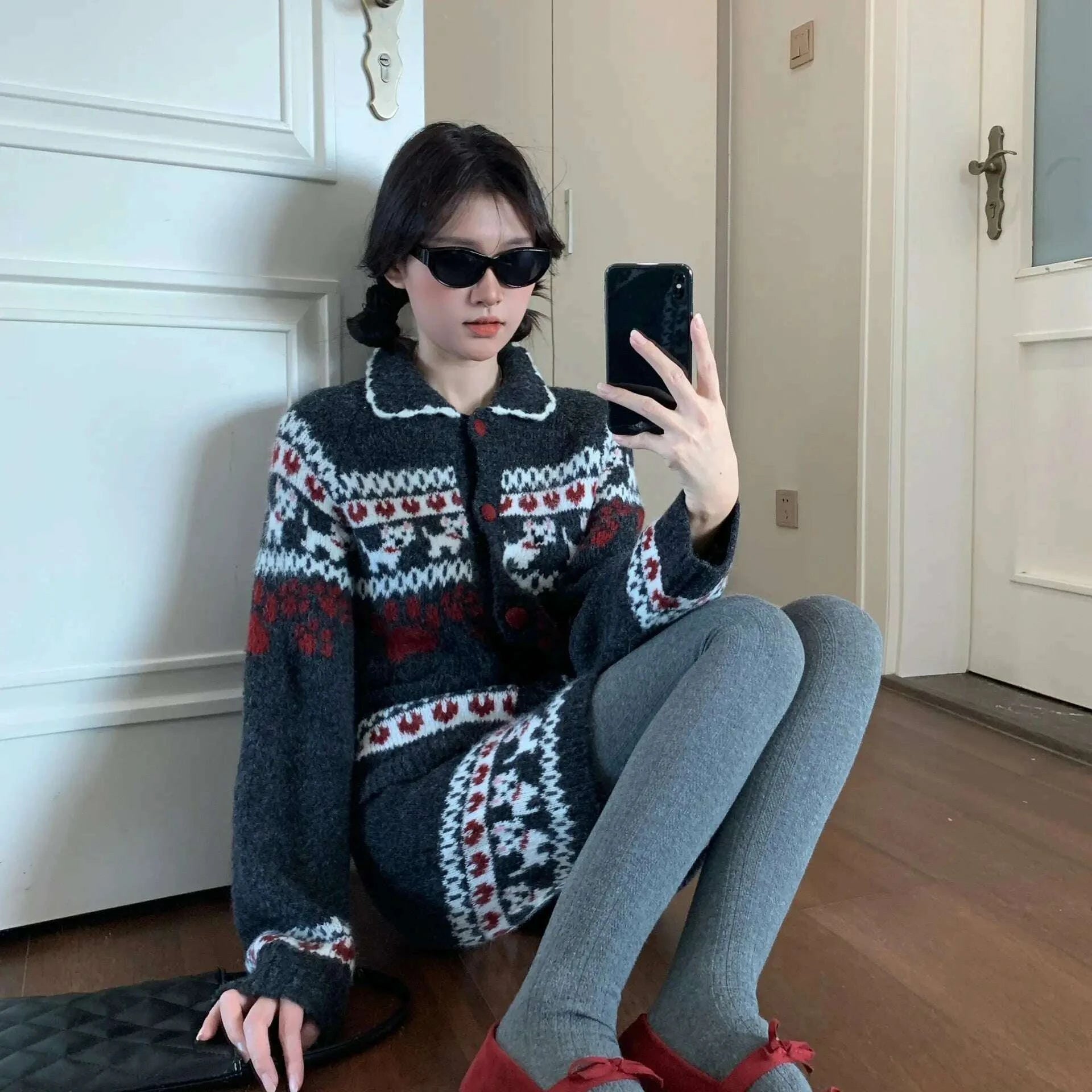 KIMLUD, Knitted Suit Women 2025 Fashion Vintage Sping Autumn Cardigan Sweater Coat Short Skirt Ladies Two Piece Set Outfits, KIMLUD Womens Clothes