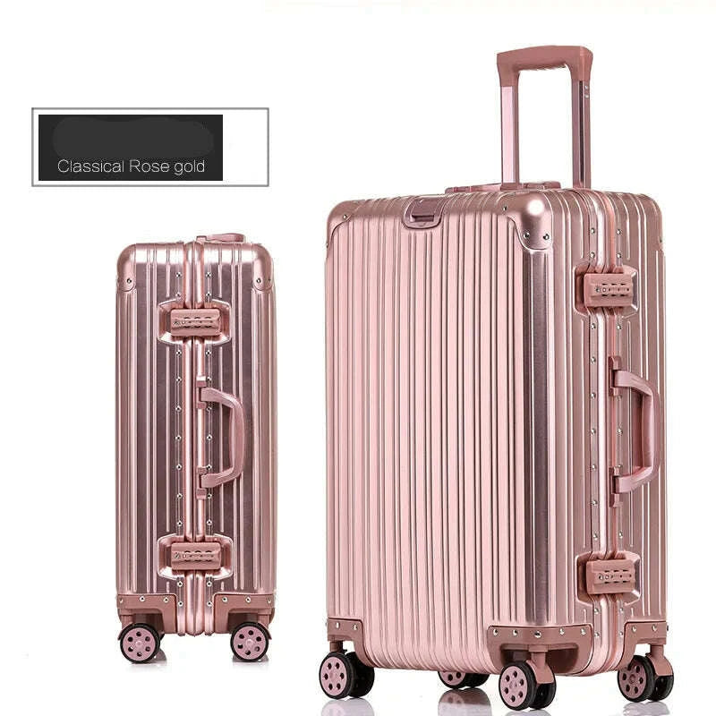 KIMLUD, Aluminum Suitcase Metal Luggage 20/22/28/30 Inch Carry-on Travel Bags Trip Cabin Password Trolley Case Travel Wheeled Suitcases, KIMLUD Womens Clothes