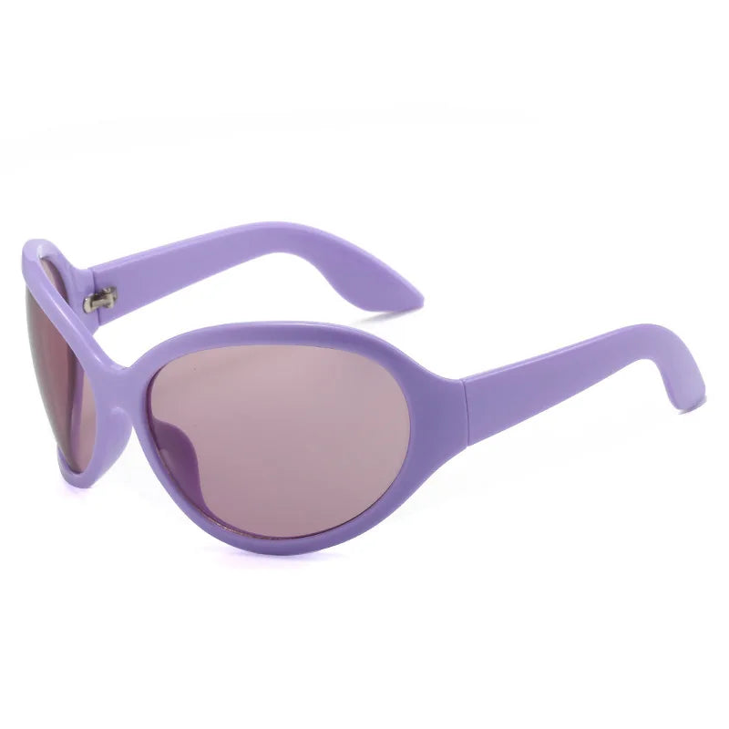 Oversized Punk Oval Sunglasses UV400 — Black | KIMLUD