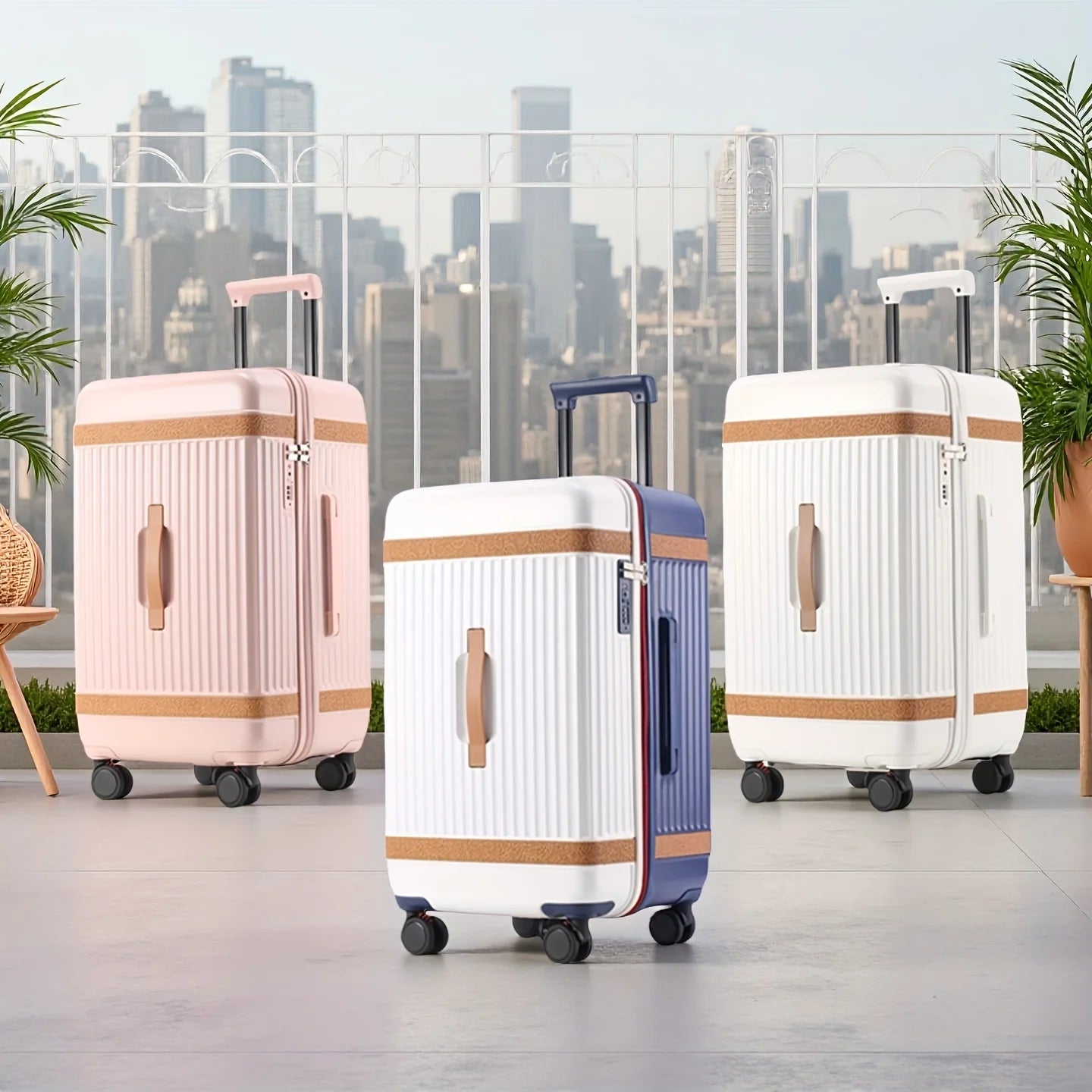 Hardshell ABS+PC Suitcase Large-Capacity With USB Port — White | KIMLUD