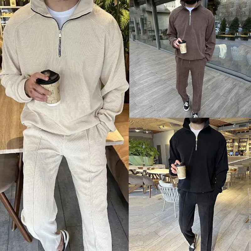 KIMLUD, New Men's Corduroy Two Piece Sets Fashion Casual Long Sleeve Sweatshirts and Pants Trend Streetwear Spring Autumn Men Tracksuits, KIMLUD Womens Clothes