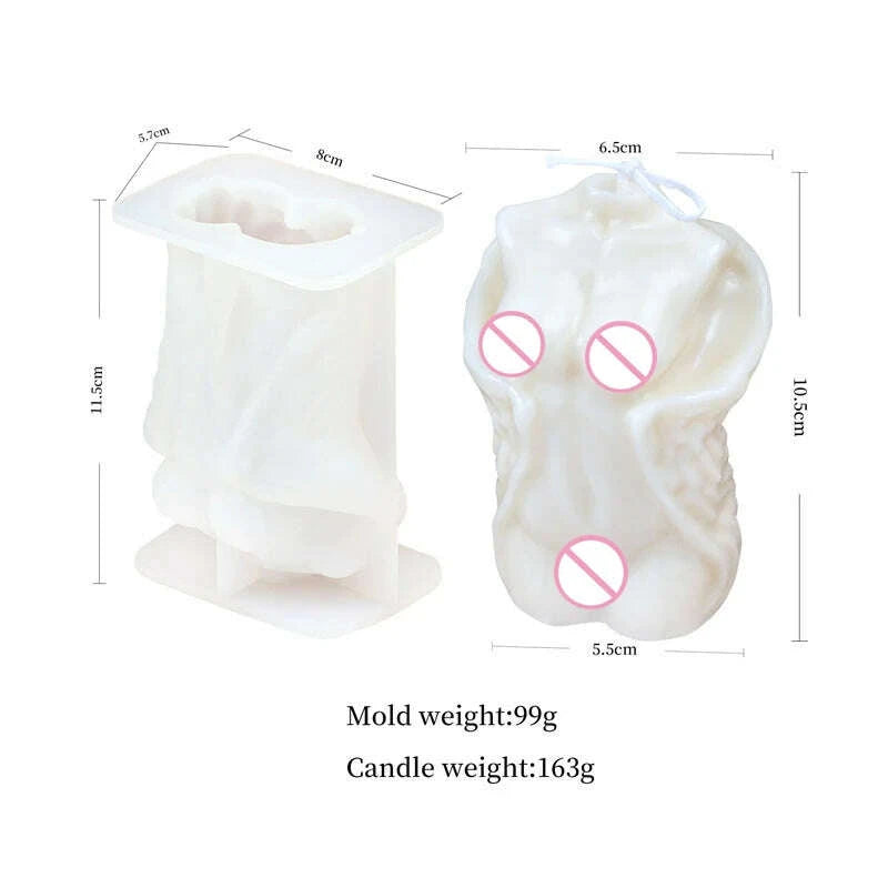 KIMLUD, 3D Body Silicone Candle Mold DIY Creative Men Women Human Plaster Epoxy Resin Aromath Soap Molds Art Craft Home Decoration, KIMLUD Womens Clothes