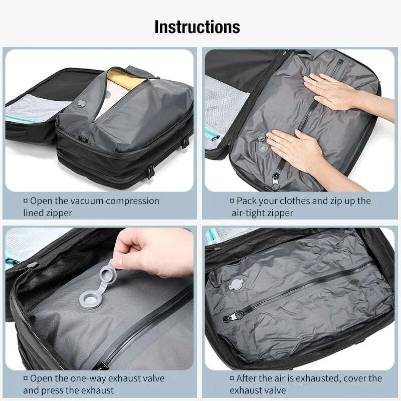 KIMLUD, Travel Men Expanded Laptop Backpack vacuum compression hiking Backpack USB charging Business Large Capacity Backpack For Pumps, KIMLUD Womens Clothes