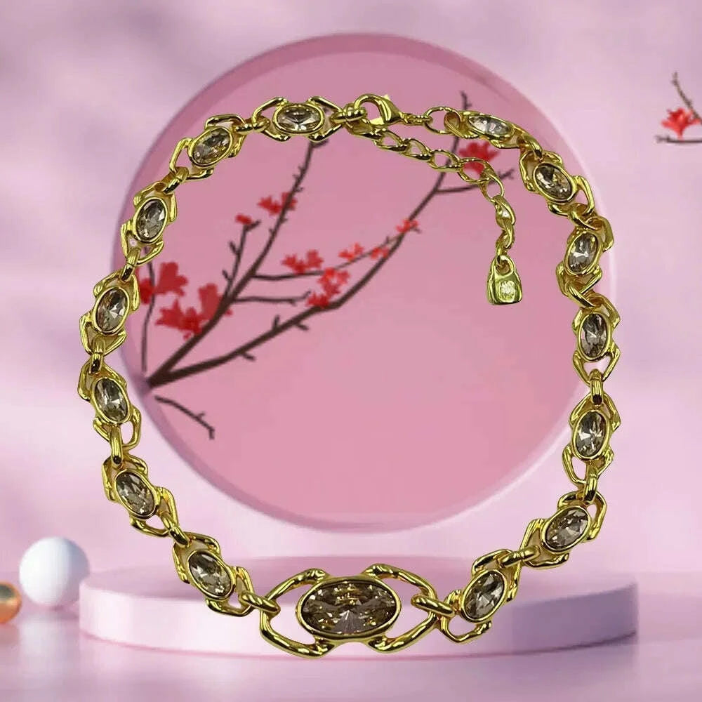 KIMLUD, 2025 Summer New Bestseller Shiny and Beautiful Blue Crystal Necklace, Women's Jewelry Gift, KIMLUD Womens Clothes