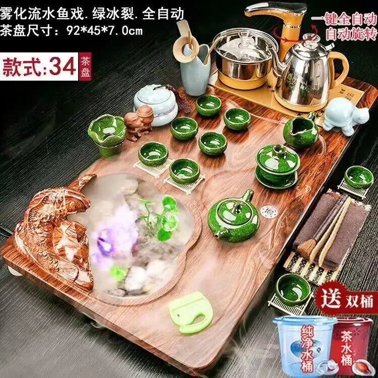 Luxury Rectangle Tea Tray Hospitality Ceremony Serving Accessories Drainage Tea Tray Chinese Kung Fu Bandejas Home Decorationgs