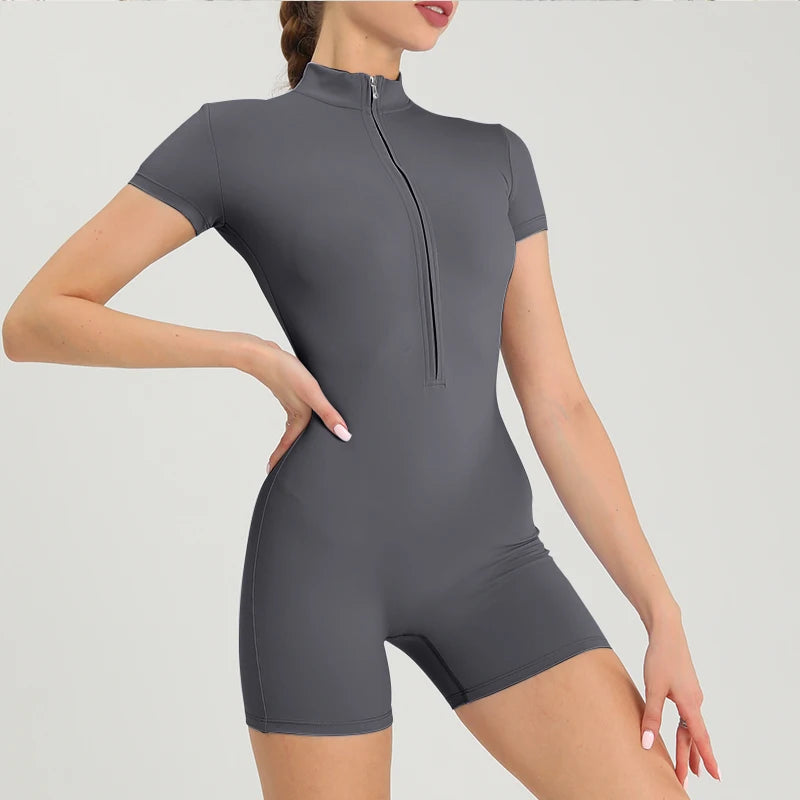 Women's Fitness Short Jumpsuits Long Sleeve Training Overalls One-Piece Sporty Suits Workout Romper Gym Clothing Woman Tracksuit