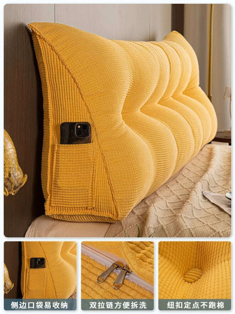 KIMLUD, Long Pillow Headboard Cushion Triangle Large Back Bed Soft Bag Pillow Can Be Disassembled and Washed Bedroom Sofa, KIMLUD Womens Clothes